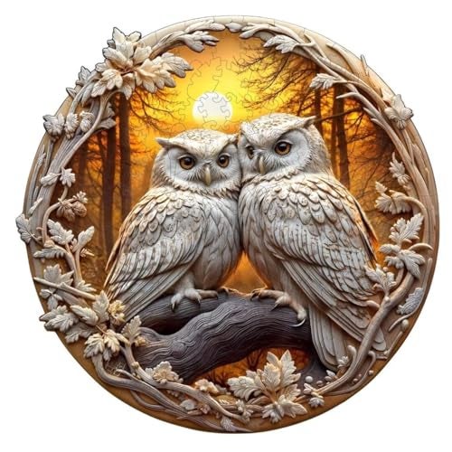 Jollitot Wooden Puzzles for Adults 3D Owl Puzzles 300 Pieces Unique Animal Shaped Wood Challenging Jigsaw Puzzles Gifts for Adults 134x134in - Image 1