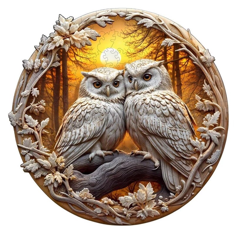 Jollitot Wooden Puzzles for Adults 3D Owl Puzzles 300 Pieces Unique Animal Shaped Wood Challenging Jigsaw Puzzles Gifts for Adults 134x134in - Image 3