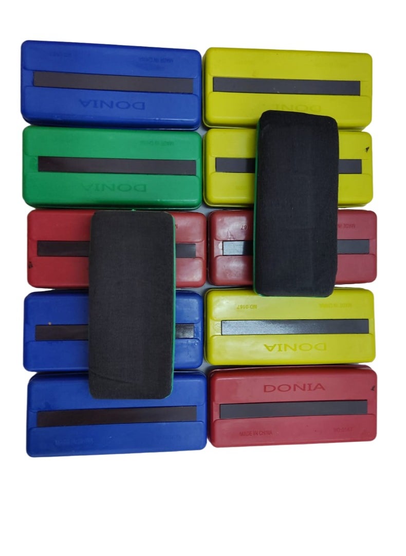 Donia Pack of 12 Magnetic Blackboard Eraser Random Colors  - Image 1