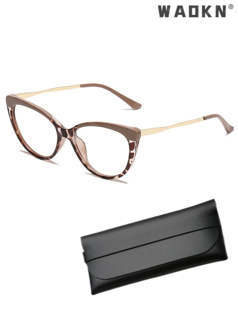 WAOKN Women's Blue Light Blocking Glasses Blue Light Filter Computer Reading Gaming TV Phones Cat Eye Eyeglasses Fashion Anti Eyestrain Headache Eyewear - Image 1