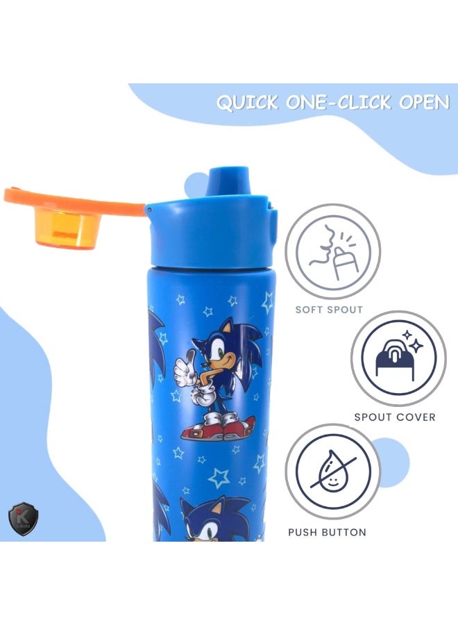 i-kola BLUE SC 520 ML Kids Water Bottle for School | BPA-Free Stainless Steel Water Bottle for Boys & Girls | Leakproof, Unbreakable, Easy to Drink, Quick Open Lock (TS-9200 BS 4) - Image 5