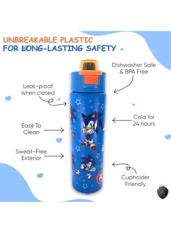 i-kola BLUE SC 520 ML Kids Water Bottle for School | BPA-Free Stainless Steel Water Bottle for Boys & Girls | Leakproof, Unbreakable, Easy to Drink, Quick Open Lock (TS-9200 BS 4) - Image 4
