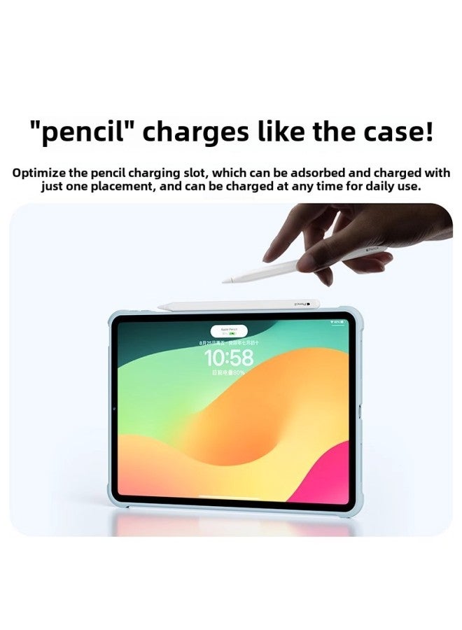 For IPad Pro11/12.9 Inch Magsafe Magnetic Tablet Protective Case Mini7 Protective Case Air7/6-Color:Pen Tray Model - Gray And White Frame 【four-sided Airbags To Prevent Falls + Hardened To Prevent B  - Image 5