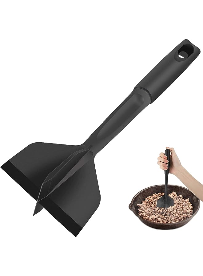 Excefore Chopper, Hamburger Chopper, Premium Heat Nylon Resistant Meat Masher, Professional Ground Beef Smasher, Meat Chopper for Ground Beef, Turkey, Meat, Potato Masher Utensil, Black - Image 1