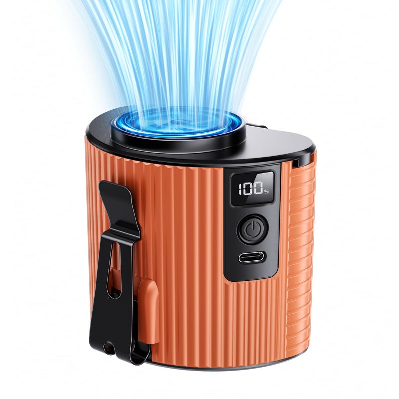 Doublepow Portable FanRechargeable Waist Fans11000RPM Strong Airflow Mini Wearable Belt Fan5 SpeedPersonal Clip Waist Fans for OutdoorCampingJobsiteFishingTravel K20Orange