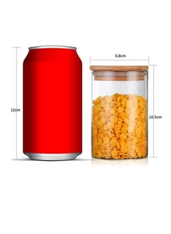MahMir MahMir 12 pcs Set Glass Spice Jars with Bamboo Airtight Lids and Labels  Food Cereal Storage Spice Containers for Home Kitchen Tea Herbs Coffee Flour Herbs Grains Glass Jars Set 300ML  Round  - Image 5