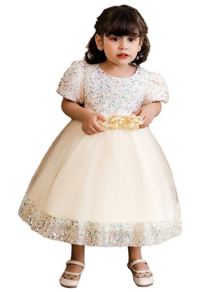 Loquat Sequins Flower Mesh Dress  - Image 1