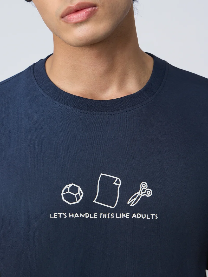 The Souled Store  The Souled Store Originals: Handle Like Adults Men and Boys Short Sleeves Round Neck Graphic Printed Cotton Relaxed Fit Lightweight Everyday Comfortable T-Shirt for Casual Wear  | Best Price UAE