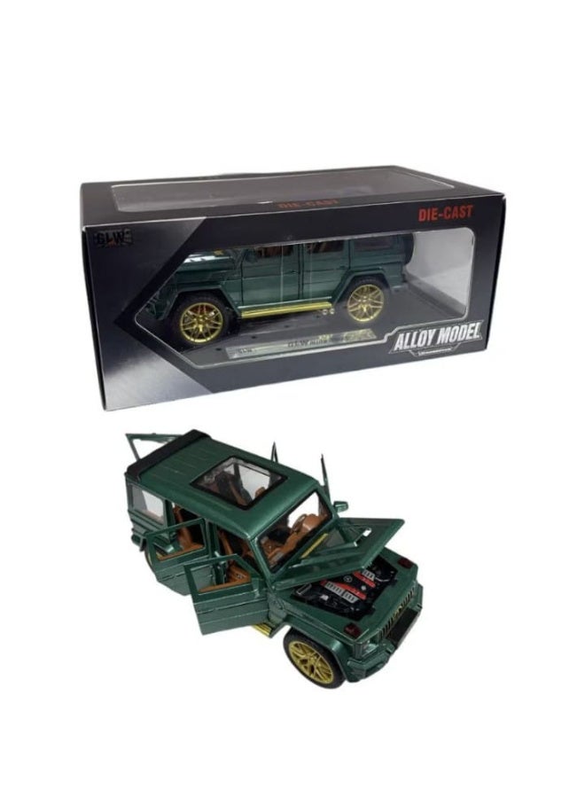 1:24 Scale Compatible with Mercedes AMG G 63 Diecast Car, Zinc Alloy Pull Back Toy Car with Sound and Light, Openable Doors for Kids and Adults (Green) - Image 1
