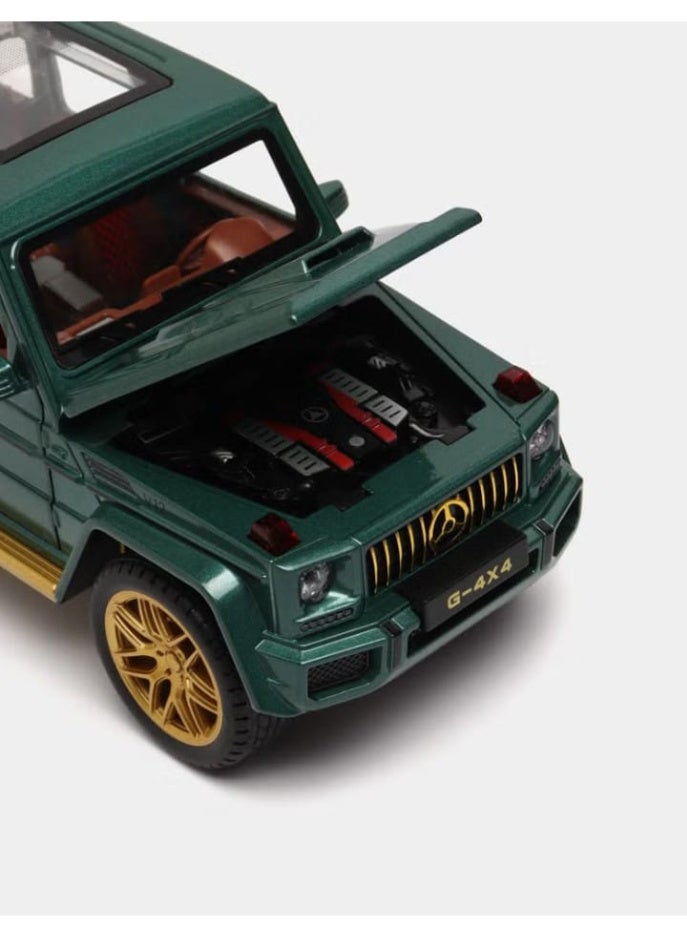 1:24 Scale Compatible with Mercedes AMG G 63 Diecast Car, Zinc Alloy Pull Back Toy Car with Sound and Light, Openable Doors for Kids and Adults (Green) - Image 4