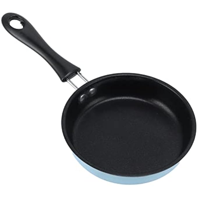 Sorandy Mini Frying Pan Stainless Steel Small Skillet Mini Egg Frying Pan 47 Inch Round Non Stick Skillet Portable Egg Pan With Heat Resistant Handle Multiple Stoves Available Blue - Image 1