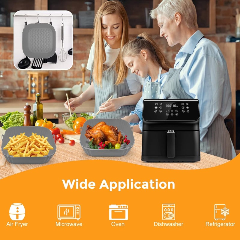 GWY 2 Pack Air Fryer Silicone Liners Square NonStick Airfryer Liners Reusable Pot Heat Resistant Air Fryer Accessories Deep Fryer Baskets for 4 to 7 QT Oven Microwave Air Fryer Silicone Baking Tray - Image 5