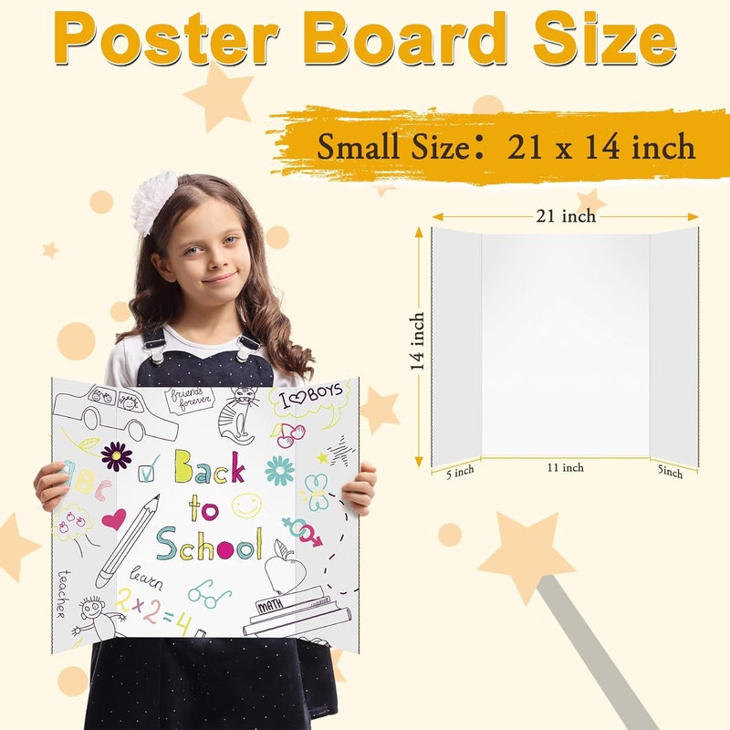 AKONEGE 3Pcs Small Trifold Poster Board, 21 x 14 inches White Tri Fold Poster Boards Corrugated Presentation Board Science Fair Display Boards for School Fun Projects, Exhibitions and Business - Image 2