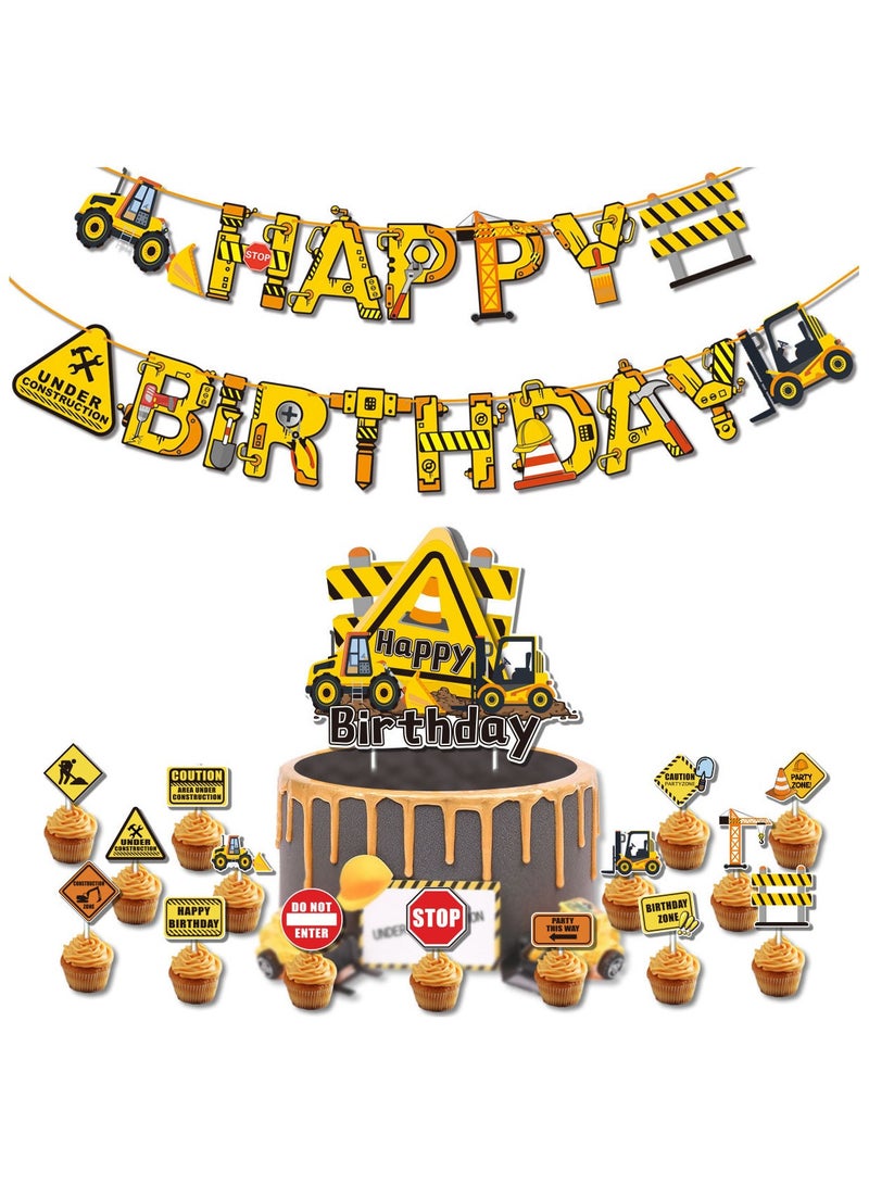 Gold Construction Truck Balloon Garland Set - Birthday Backdrop with Cake Topper for Boys' Graduation/Gender Reveal Party - Image 5