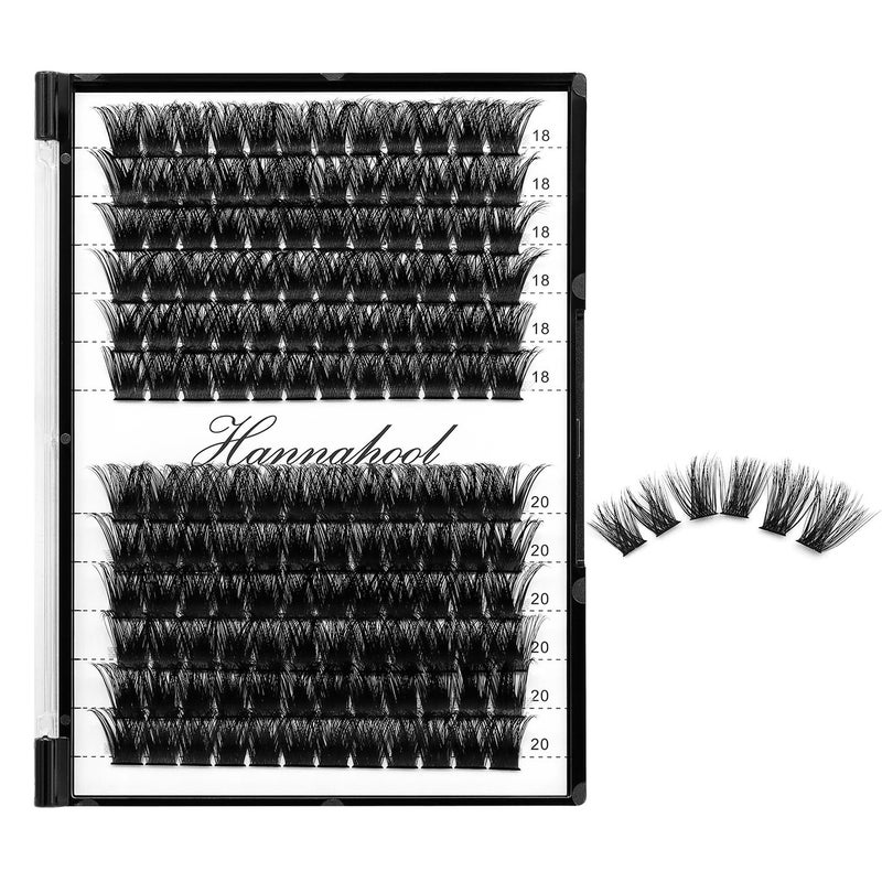 Hannahool 12rows-Large Tray Mixed 8-10-12-14-16mm/Mixed 14-15-16mm/Mixed14mm-16mm/Mixed 18-20mm Wide Stem Individual False Eyelashes Dramatic Black Cluster Eyelashes (mixed 18-20mm) - Image 1