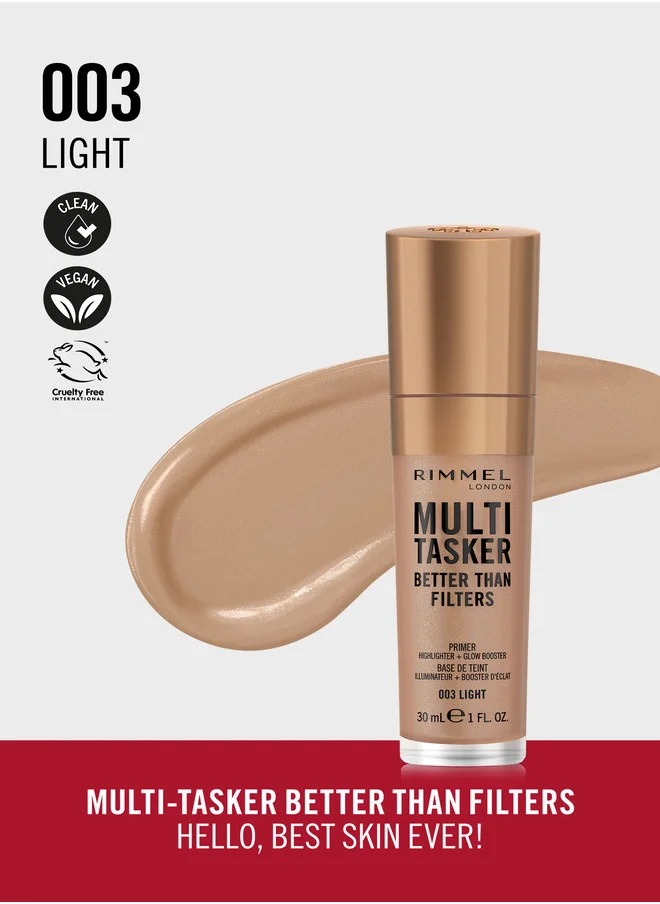 RIMMEL LONDON Multi-Tasker Better Than Filters Face Primer, Glow Booster and Highlighter - 003 - Light, 30ml