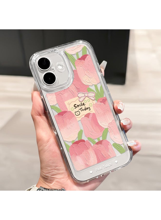 Inkaida Yingkaida Iphone 17 Case, Full Protection Shockproof Cover For Men And Women, Creative Transparent Painted Oil Painting Card Tulip Desig - Image 1