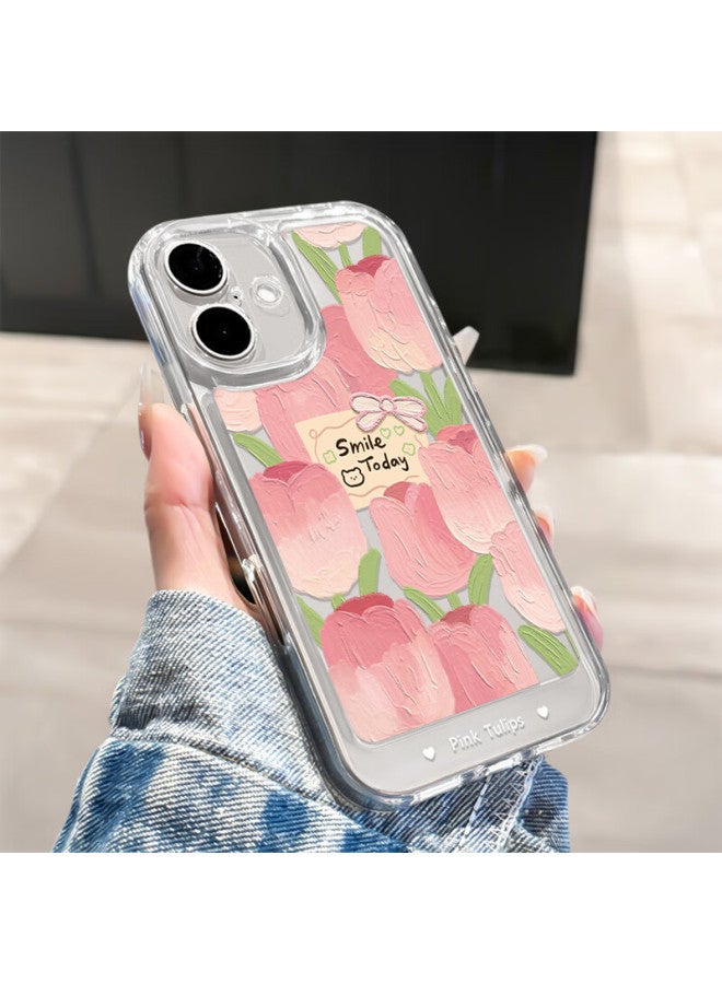 Inkaida Yingkaida Iphone 17 Case, Full Protection Shockproof Cover For Men And Women, Creative Transparent Painted Oil Painting Card Tulip Desig - Image 2