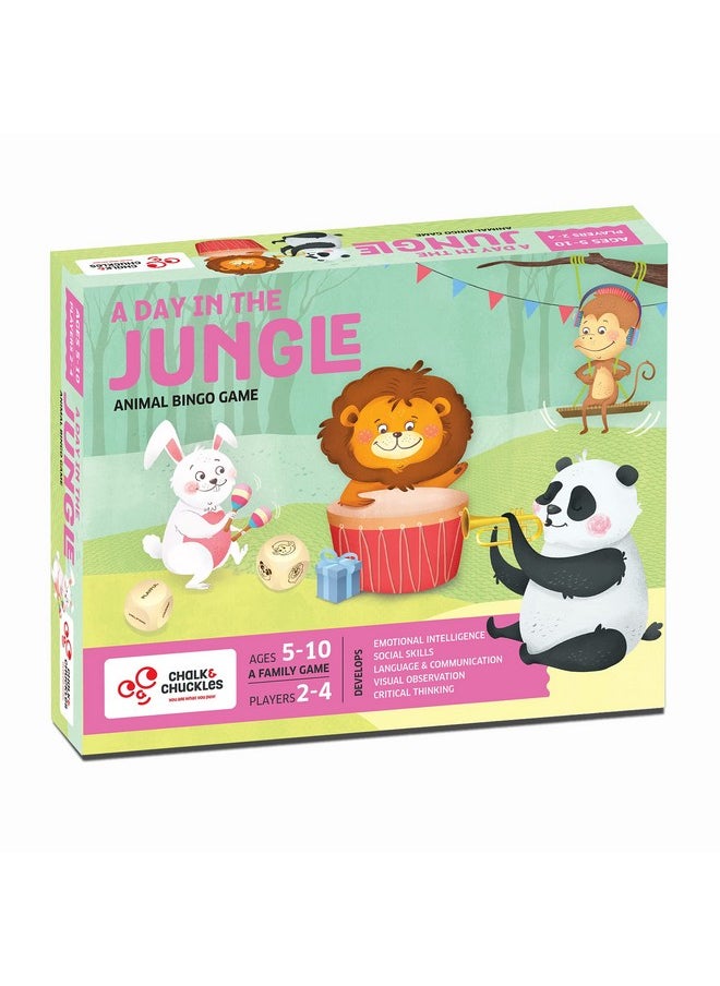CHALK AND CHUCKLES - Chalk and Chuckles A Day in The Jungle, Fun Animal Bingo Board Game for Kids Age 4-7, Gift for Boys and Girls 5+ Years - Image 1