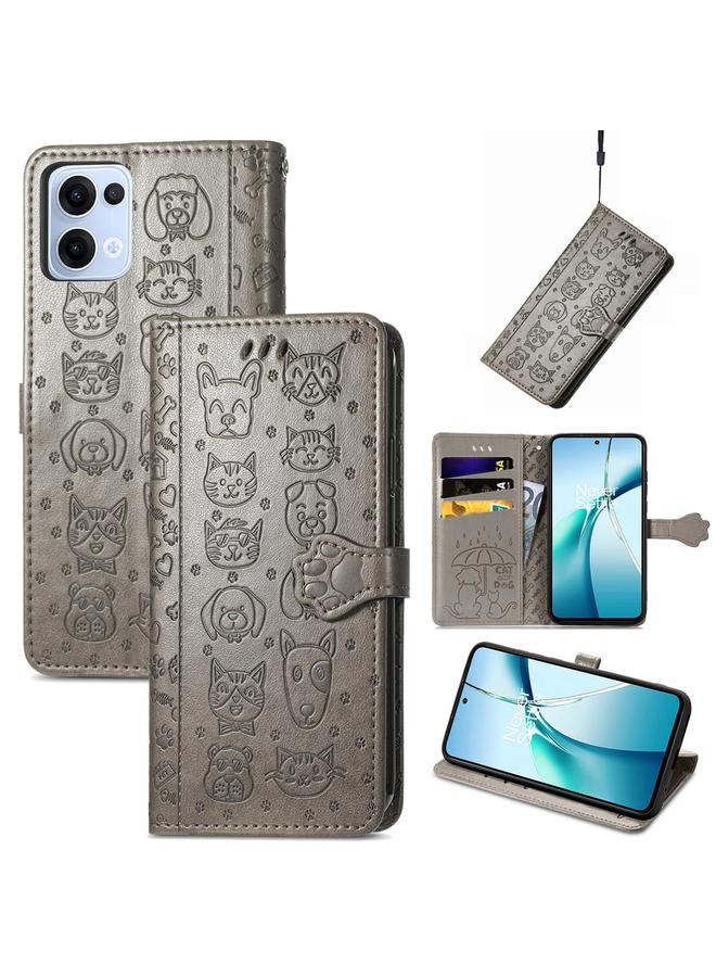 S-TOP Case For OPPO Reno13 Cat and Dog Embossed Leather Phone Case - Image 1