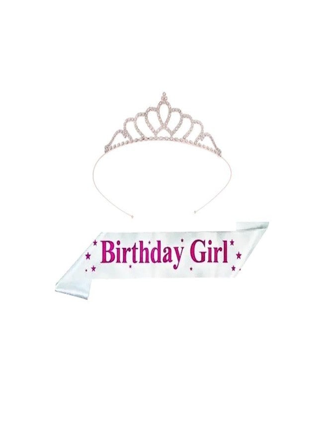 WISHIFY Birthday Sash & Rhinestone Tiara Crown Set for Women & Girls | Satin Birthday Girl Sash with Crown | Party & Photoshoot Accessory - Image 2