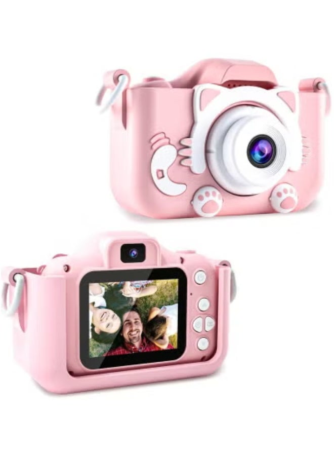 Kids Camera Upgrade HD Digital Camera for Toddlers – Dual Front and Rear Cameras for Photos & Videos – 2.0-inch IPS Screen with Fun Cartoon Frames – Rechargeable and Easy-to-Use Photography Toy – Durable Pink Gift Camera for Boys and Girls Ages 3+ - Image 1