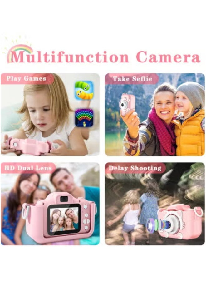 Kids Camera Upgrade HD Digital Camera for Toddlers – Dual Front and Rear Cameras for Photos & Videos – 2.0-inch IPS Screen with Fun Cartoon Frames – Rechargeable and Easy-to-Use Photography Toy – Durable Pink Gift Camera for Boys and Girls Ages 3+ - Image 5