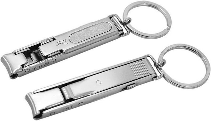 Portable Ultrathin Folding Nail Clipper with Key chain Stainless Steel Nail File Pack of 2