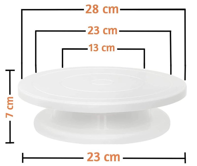 Dkriva® Cake Decorating Rotating Cake Turntable Revolving Cake Stand Sugar Craft, 28cm, Cake Tools Decorating 360° Round Easy Rotate Stand Baking Tools for Cookies and Cupcake (Multi Colour) - Image 2