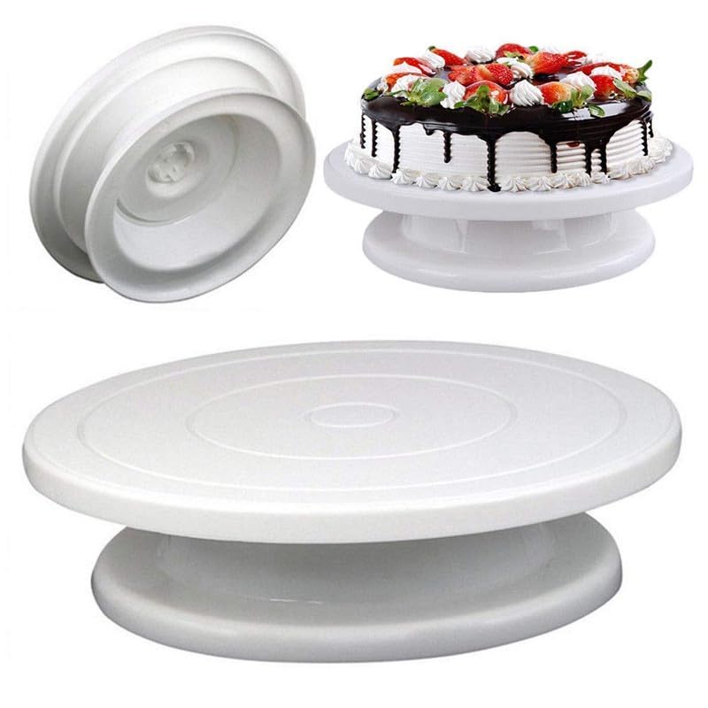 Dkriva® Cake Decorating Rotating Cake Turntable Revolving Cake Stand Sugar Craft, 28cm, Cake Tools Decorating 360° Round Easy Rotate Stand Baking Tools for Cookies and Cupcake (Multi Colour) - Image 1