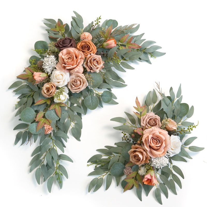 Piklado Faux Flower Swag Set of 2 for Wedding Welcome Signs Floral Swag Wedding Reception Ceremony Signs Decor Terracotta