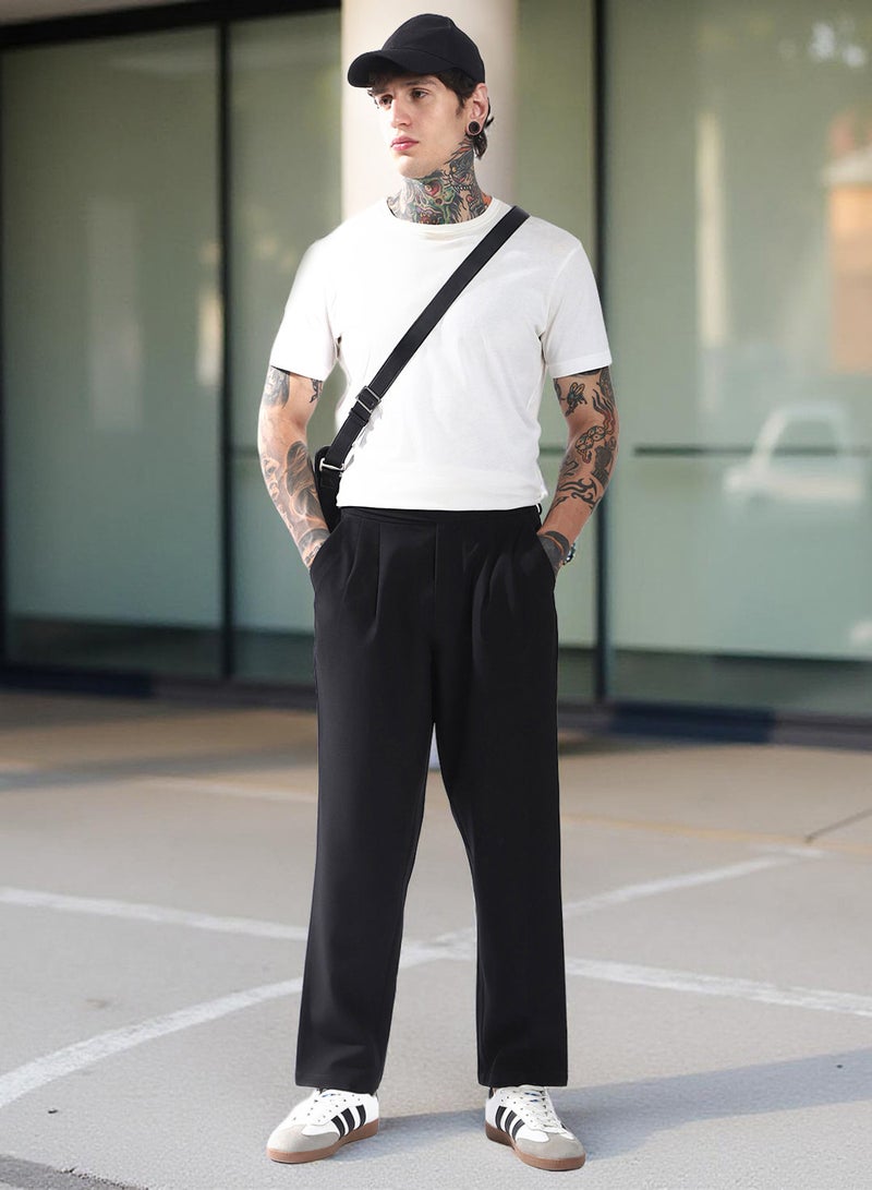 Hubberholme Men Relaxed Fit Wrinkle Free Wash Pleated Korean Pants - Image 4