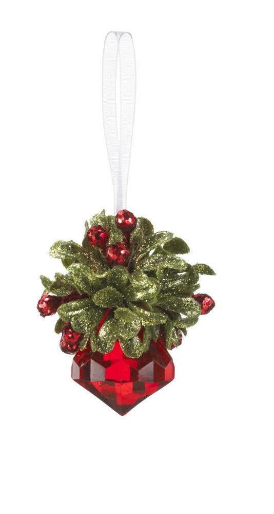 GANZ 2.5" Kyrstal Kiss Ball Ornament, Tiny Mistletoe Jewel, Red  - Wedding Acrylic Kissing Crystal- KK235 - Image 3