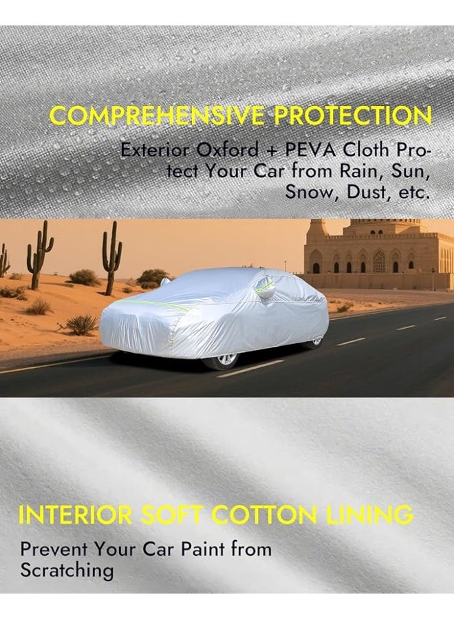 Premium Car Cover All-Weather Protection, Heavy Duty Universal Full Auto Cover for Sedan and SUV, Waterproof Sun UV and Dust Shield with Storage Bag - Image 5