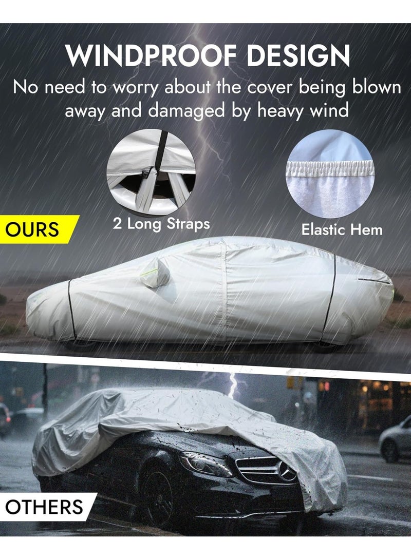 Premium Car Cover All-Weather Protection, Heavy Duty Universal Full Auto Cover for Sedan and SUV, Waterproof Sun UV and Dust Shield with Storage Bag - Image 4