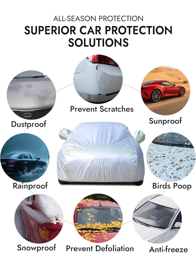 Premium Car Cover All-Weather Protection, Heavy Duty Universal Full Auto Cover for Sedan and SUV, Waterproof Sun UV and Dust Shield with Storage Bag - Image 2