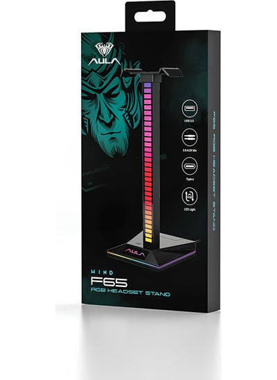 AULA F65 RGB Headphone Stand with Aux Type-C and Usb-A Hub  - Image 5