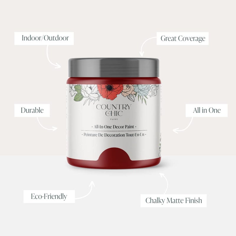 Country Chic Paint - Chalk Style All-in-One Paint for Furniture, Home Decor, Cabinets, Crafts, Eco-Friendly, Matte Paint - Paint The Town [Red] 4oz - Image 2