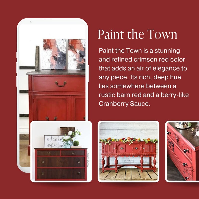 Country Chic Paint - Chalk Style All-in-One Paint for Furniture, Home Decor, Cabinets, Crafts, Eco-Friendly, Matte Paint - Paint The Town [Red] 4oz - Image 3