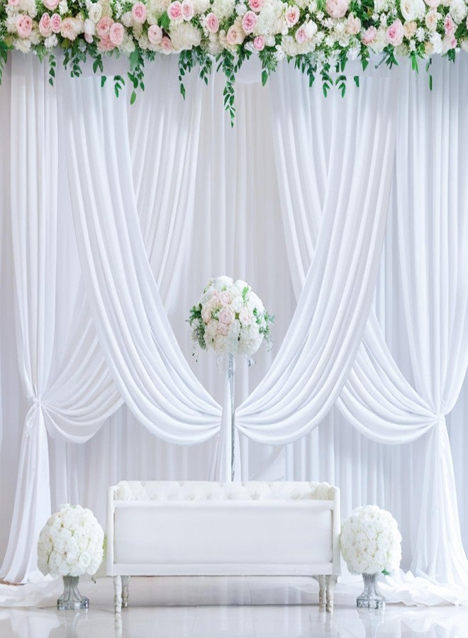 ستائر سقف بيضاء مقاس 10 أقدام × 20 قدمًا لحفلات الزفاف، لوحتان بطول 5 × 20 قدمًا، ستارة سقف للخيمة أو المظلة، ستائر حريرية بيضاء مقاومة للتجاعيد سهلة التركيب والتعليق، مناسبة للمناسبات والكنائس وغرف النوم. - Image 2