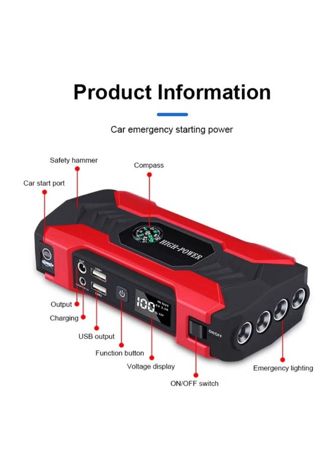 OKASA Car Jump Starter 28000mah Water-Resistant Jump Starter Battery Pack, Battery Jumper Starter Portable 200W,12V/1A, LED Light  - Image 3