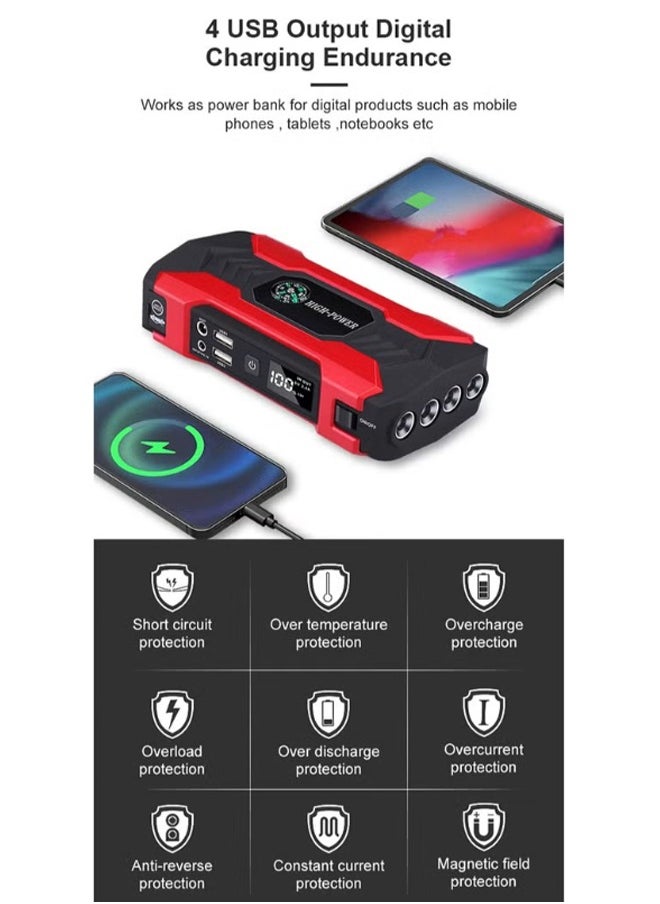 OKASA - Car Jump Starter 28000mah Water-Resistant Jump Starter Battery Pack, Battery Jumper Starter Portable 200W,12V/1A, LED Light - Image 1