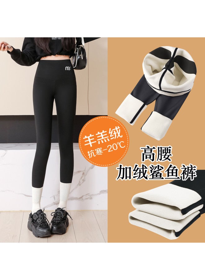 Modal Women'S Winter Fleece-Lined Shark Pants, High-Waisted Tummy Control Lifting Leggings, Barbie Pants For Women - Image 2