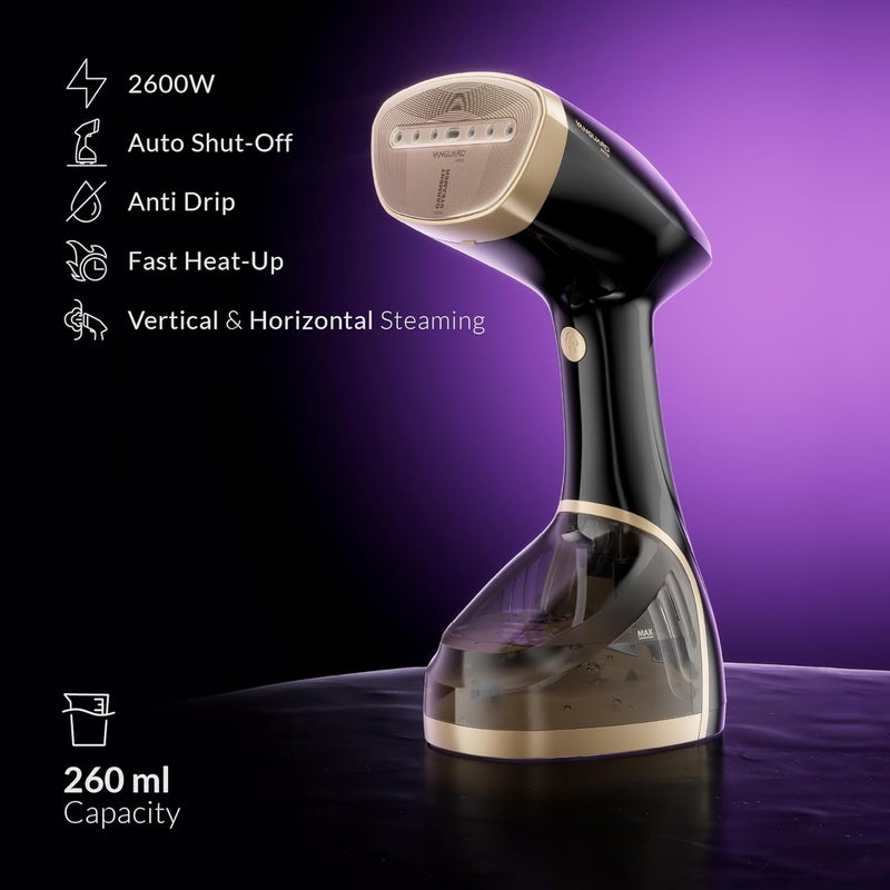 Feller Germany Vanguard Series Handheld Garment and Travel Steamer, 2000W, Prime Gold Ceramic Sole Plate with Auto Shut Off, Anti Drip, 25G/min Steam Rate, GS200, 2Y Guarantee-KSA Version (Gold) - Image 2