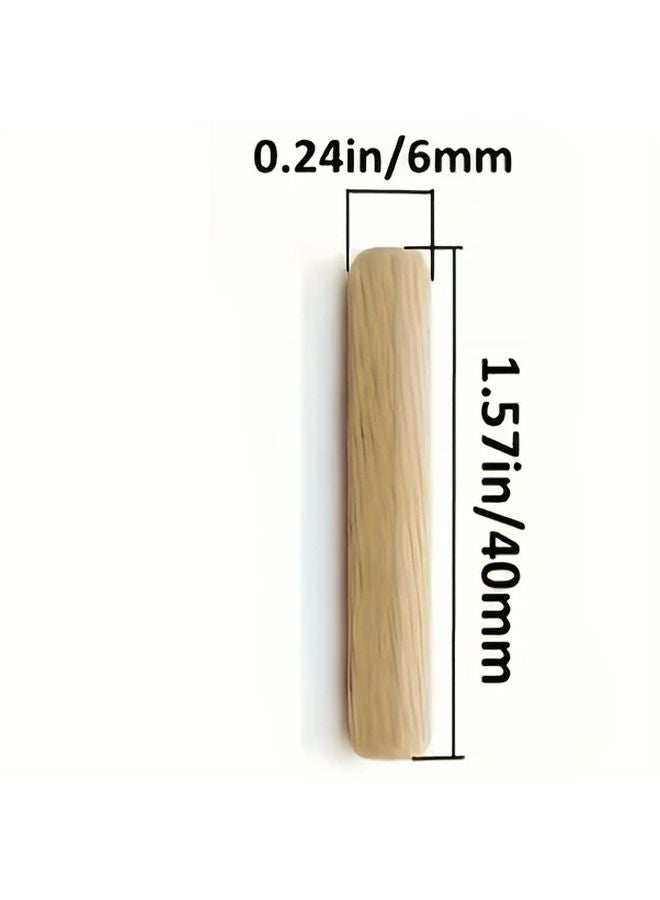 199pcs 6mm x 40mm Wooden Dowel Rods Grooved Hardwood Pegs For DIY Furniture Repair - Image 3