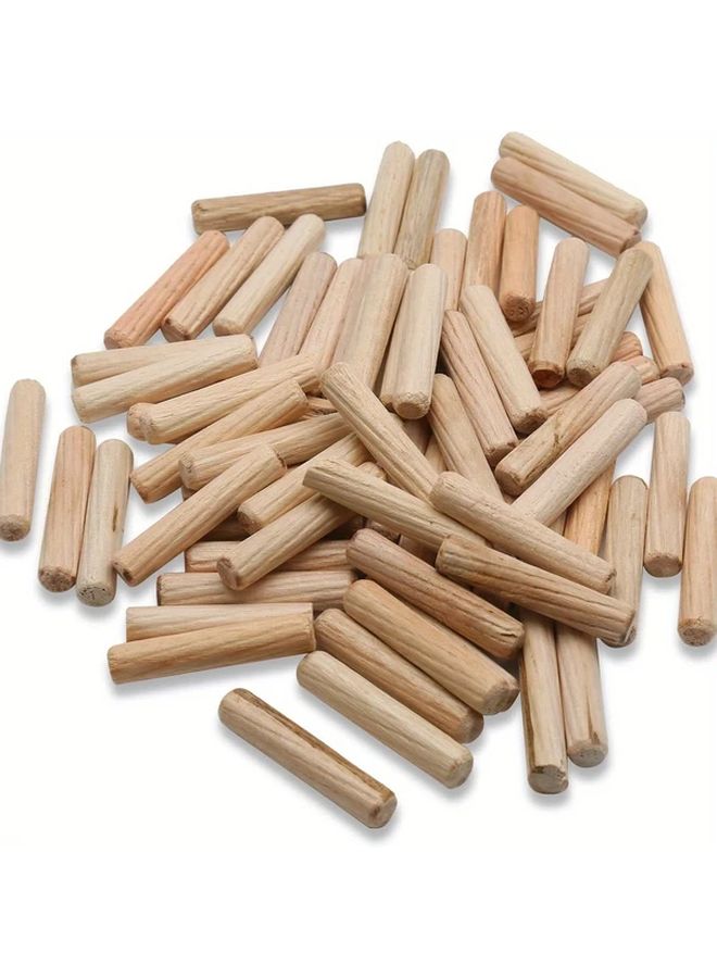 199pcs 6mm x 40mm Wooden Dowel Rods Grooved Hardwood Pegs For DIY Furniture Repair - Image 1