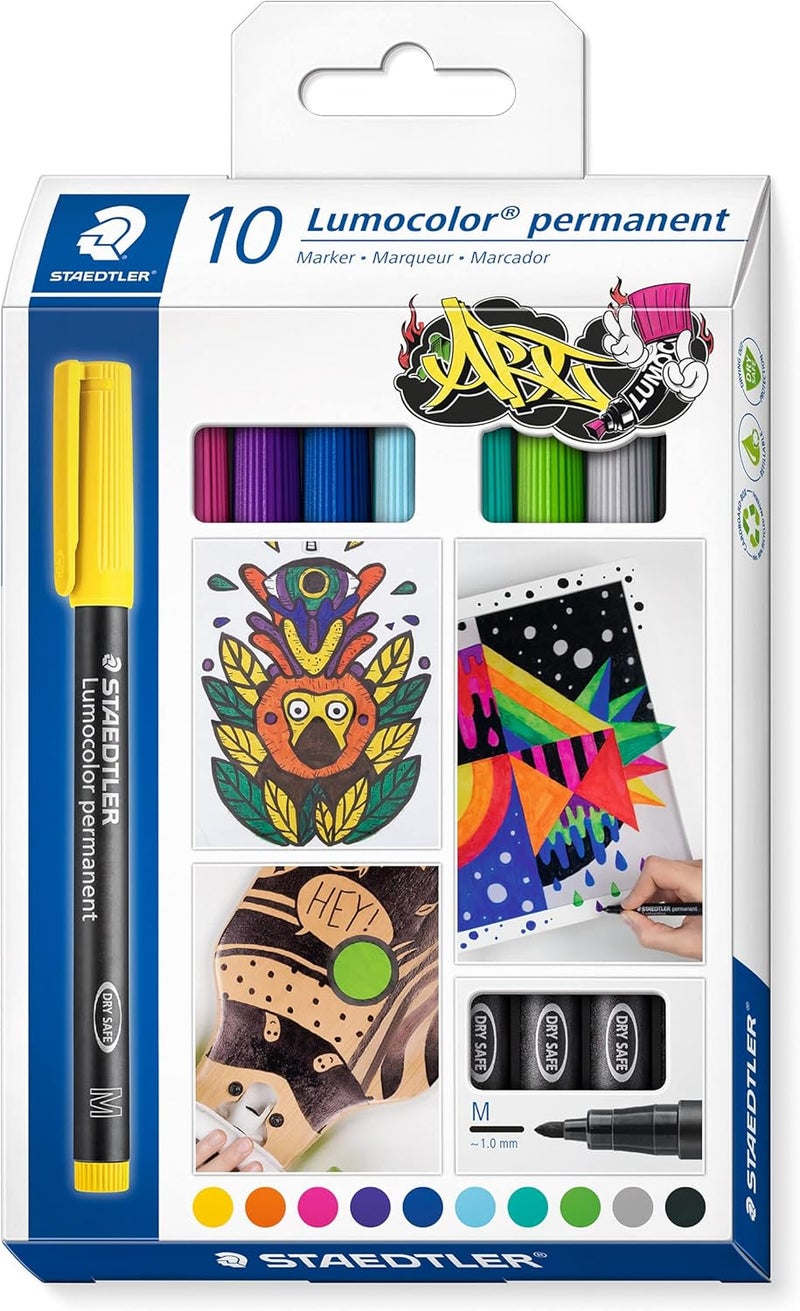 ستدلر أقلام تحديد دائمة لوموكولر من ستيدلر - مجموعة من 10 ألوان - Image 1