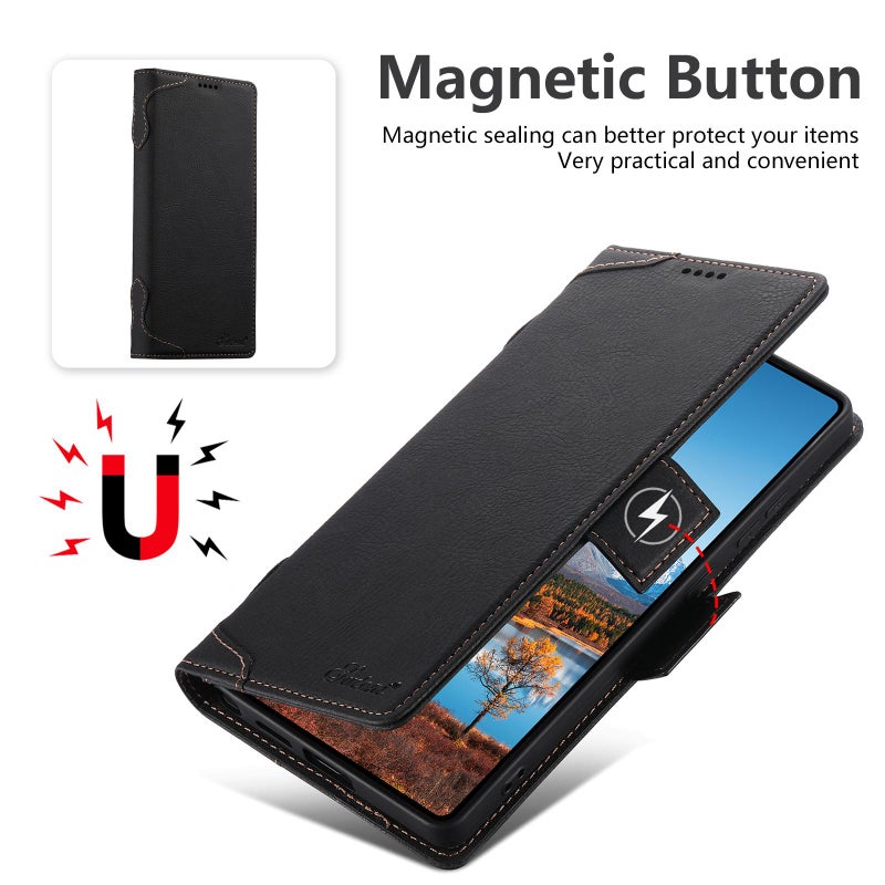 Suteni For Samsung Galaxy S22 Ultra 5G Suteni J07 Multifunctional Horizontal Flip Magsafe Leather Phone Case(Black) - Image 3