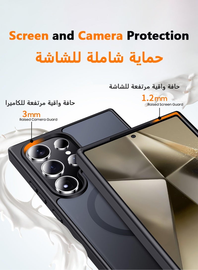 Samsung S25 Ultra Case, Compatible with MagSafe, Magnetic Translucent Matte Back Shockproof Cover with Strong Magnet, Slim Thin Full Protection Phone Case for Galaxy S25 Ultra 5G (Black) - Image 5