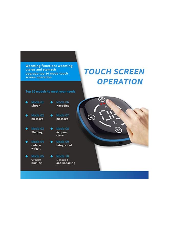 PROMASS حزام تسخين عضلات البطن، جهاز تنشيط العضلات، حزام تدريب البطن، معدات لياقة بدنية محمولة للمكتب والمنزل للبطن والذراع والساق 37"-55" (بدون جهاز تحكم عن بعد) برتقالي وأسود - Image 2